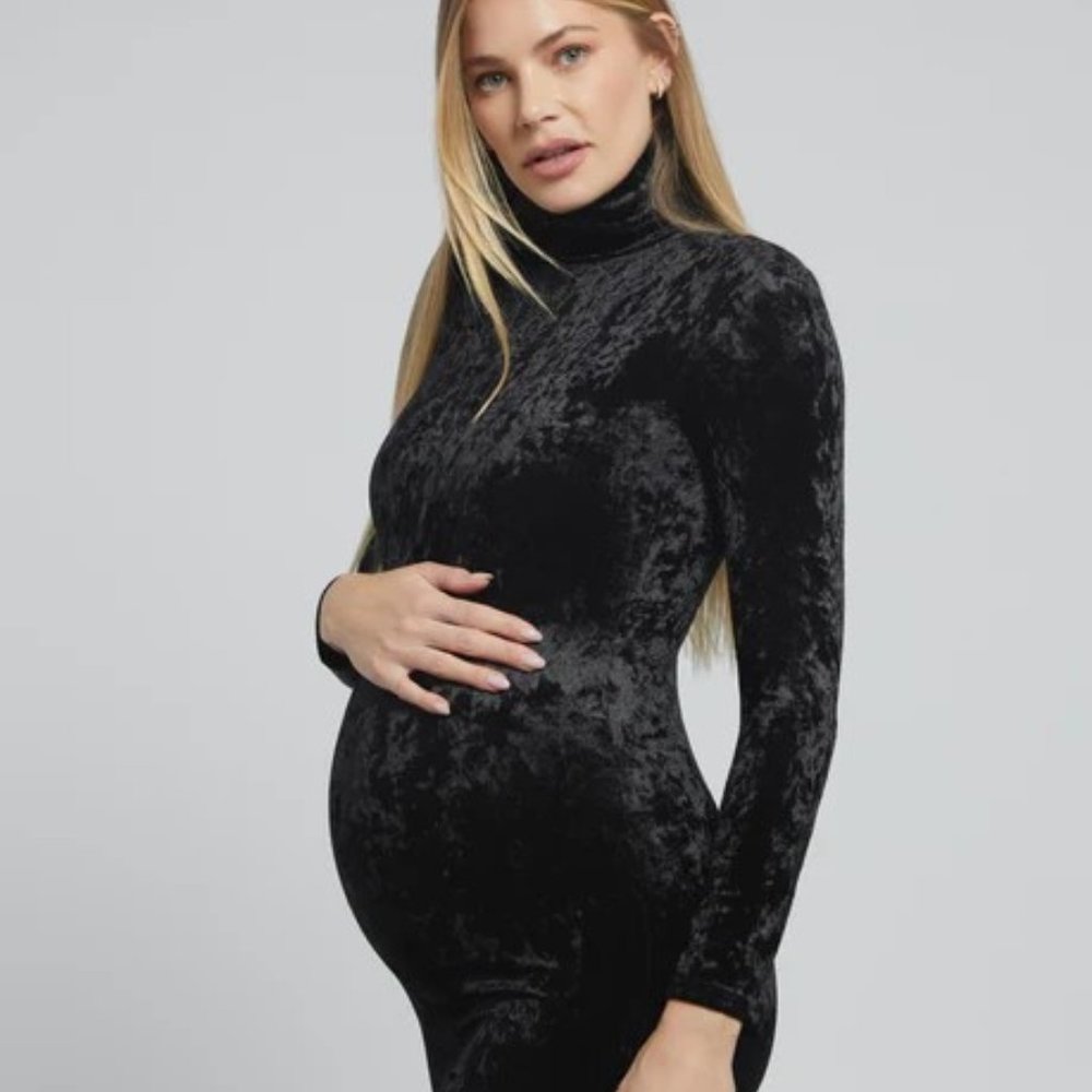 BumpSuite Velvet Monica Maternity Dress XS in Black - Lightly Worn